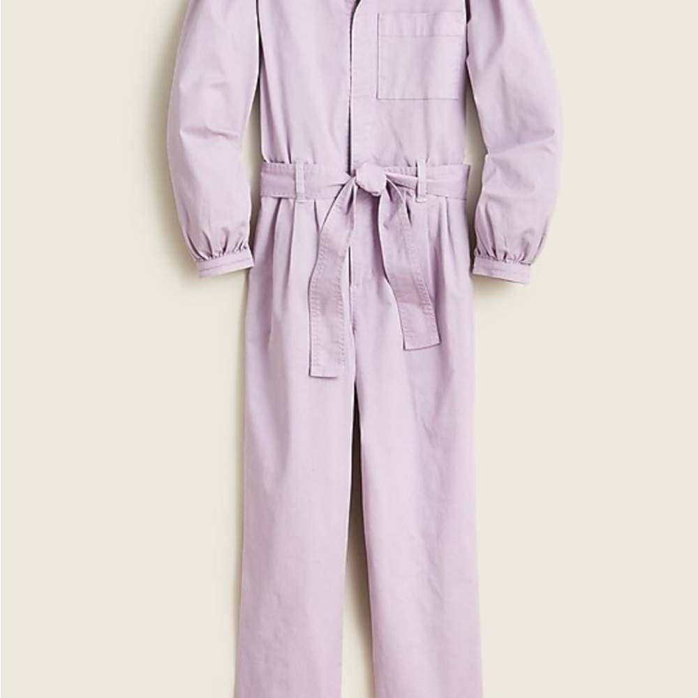 J-Crew Puff Sleeve Chino Lavender Long-Sleeve Jumpsuit